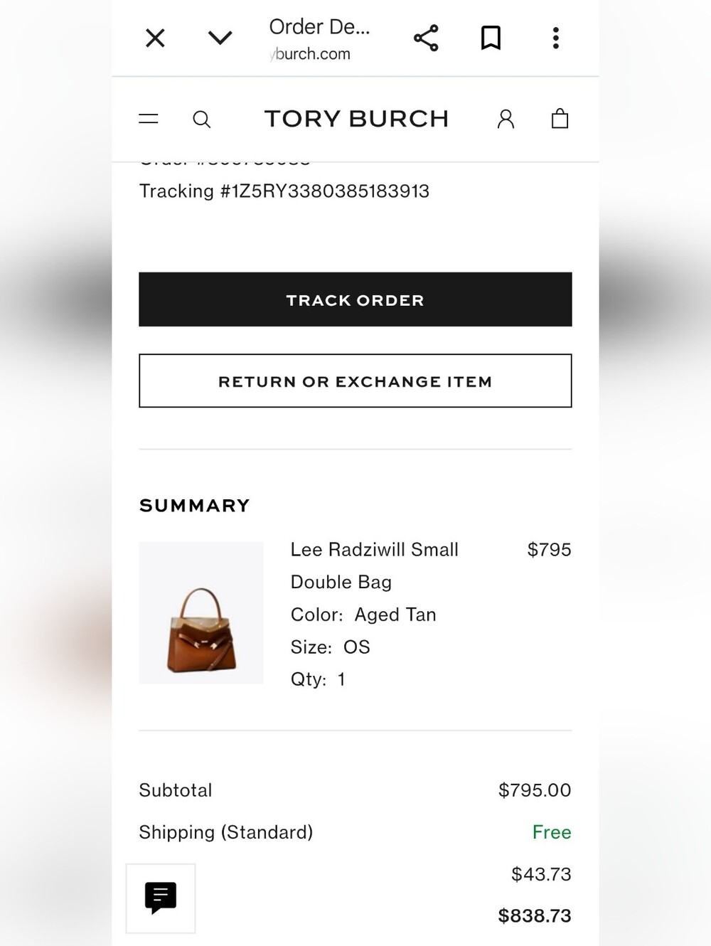 Small Lee Radziwill Double Bag. Aged Tan. Tory Burch. - Picture 12 of 13